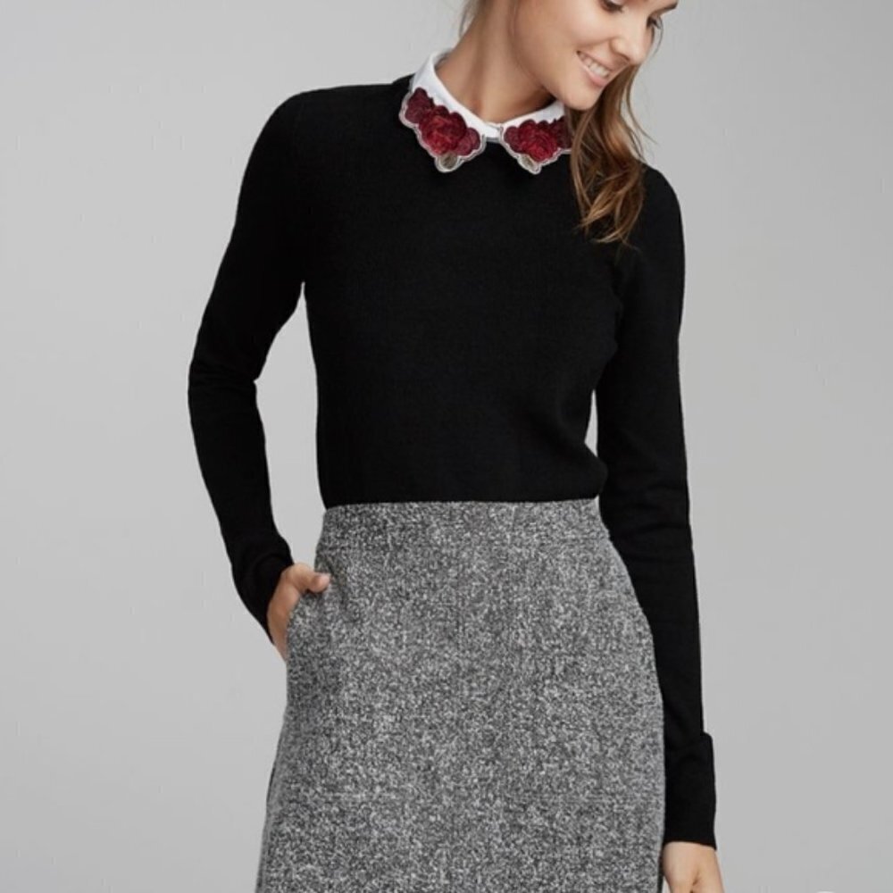 Twik Skirt Size S Tweed Mini back zip font slant pockets